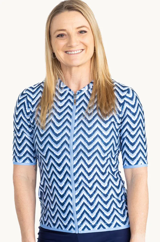 Women Babes In The Shade Chevron Short Sleeve Suntop