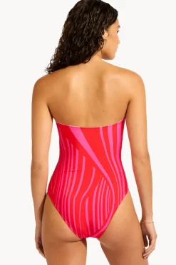 Women Seafolly Coastline Ring Front Bandeau One Piece