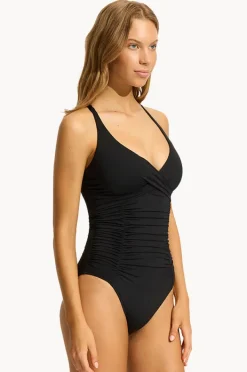 Women Seafolly Collective Multi Fit Gathered Wrap Front One Piece