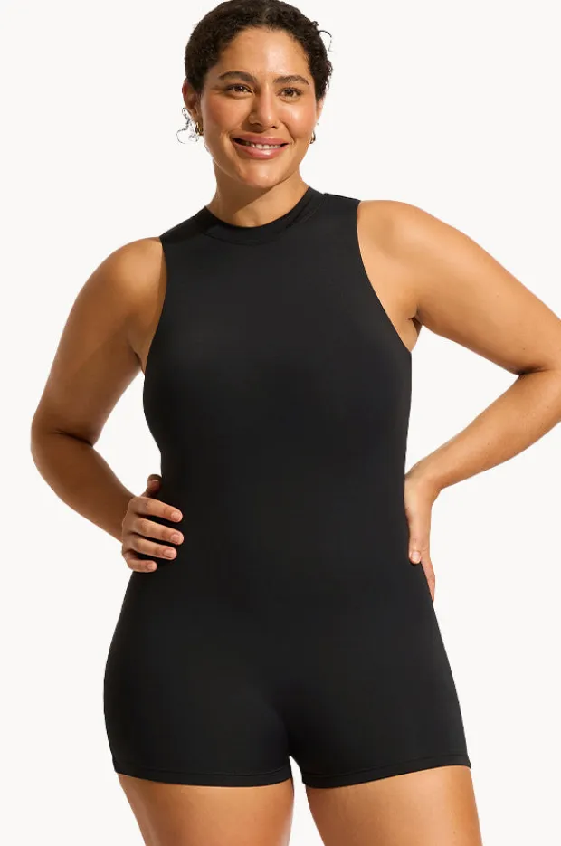 Women Seafolly Collective Zip Back Boyleg One Piece