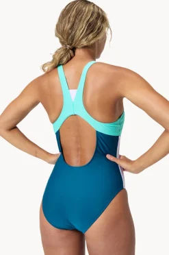 Women Speedo Colour Block Zip One Piece