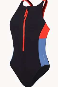 Women Speedo Colourblock Zip One Piece