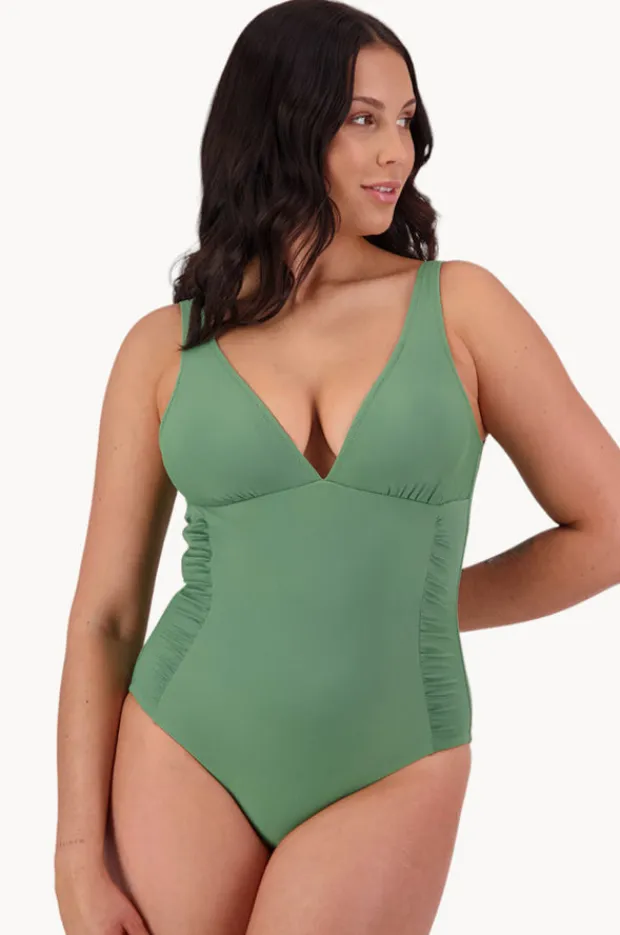 Women Moontide Contours Side Ruched Plunge One Piece