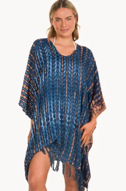 Women Sundrenched Crackle Tie Dye V Neck Cover Up
