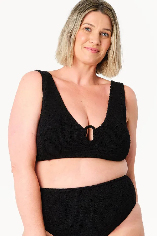 Women Une Piece Crinkle Classic Ring V Neck Bralette