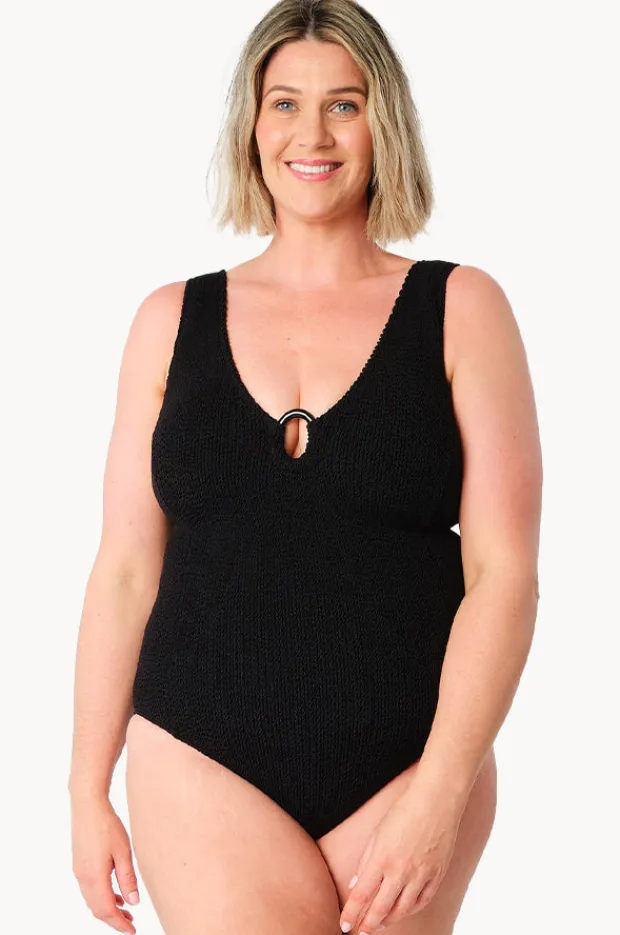 Women Une Piece Crinkle Classic Ring V Neck One Piece