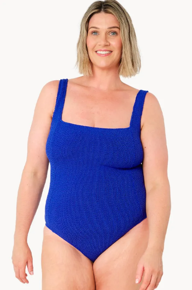 Women Une Piece Crinkle Classic Square Neck One Piece