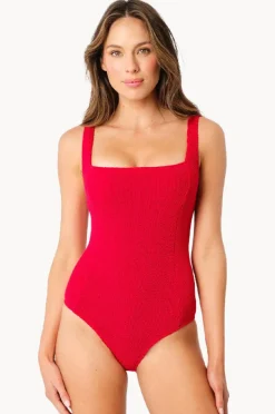 Women Une Piece Crinkle Classic Square Neck One Piece