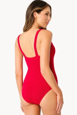 Women Une Piece Crinkle Classic Square Neck One Piece