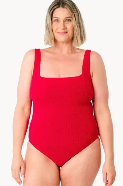 Women Une Piece Crinkle Classic Square Neck One Piece