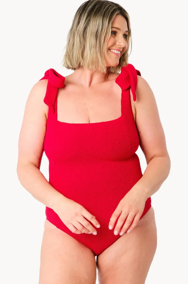 Women Une Piece Crinkle Classic Square Neck One Piece
