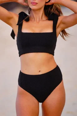 Women Une Piece Crinkle High Cut High Waist Bottom