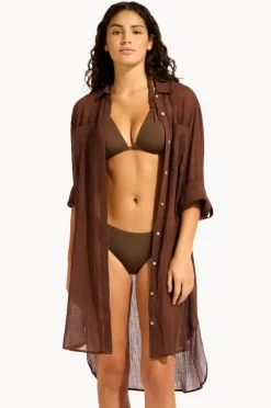 Women Seafolly Crinkle Twill Beach Shirt
