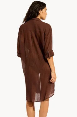 Women Seafolly Crinkle Twill Beach Shirt