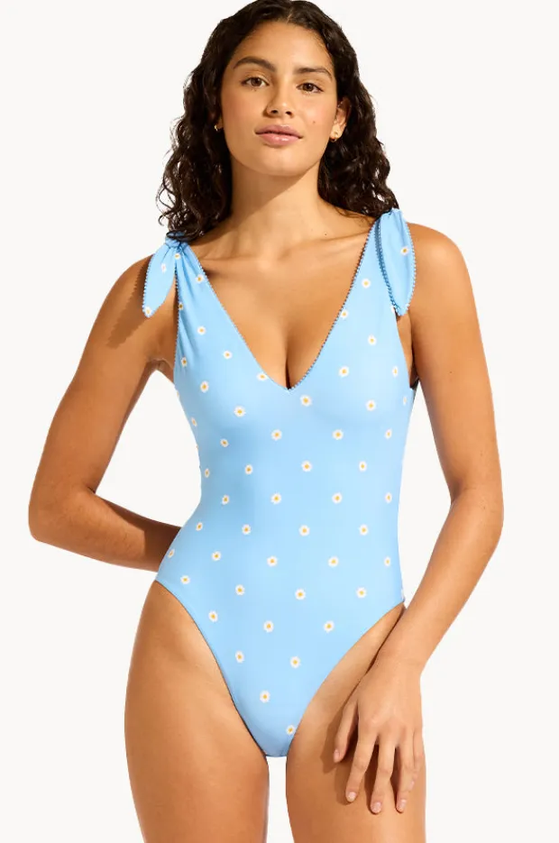 Women Seafolly Daisy Chain Deep V Neck Maillot