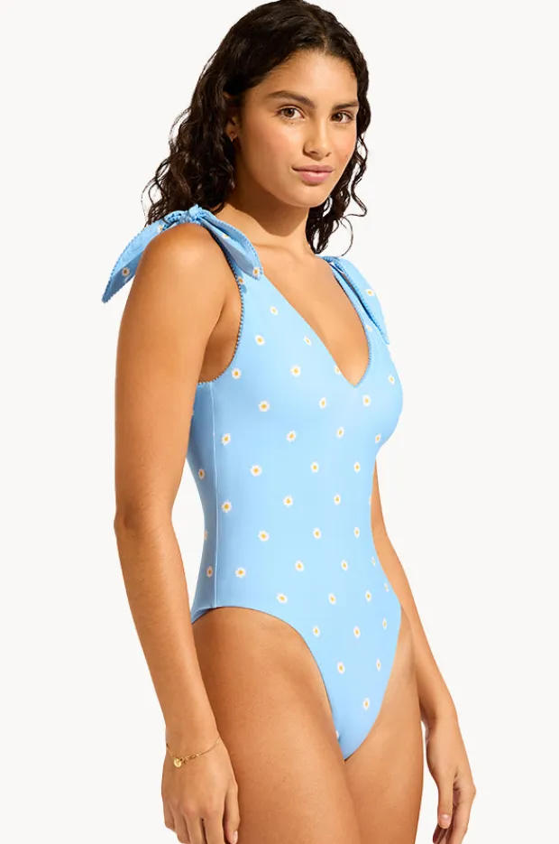 Women Seafolly Daisy Chain Deep V Neck Maillot