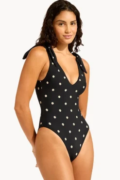 Women Seafolly Daisy Chain Deep V Neck One Piece