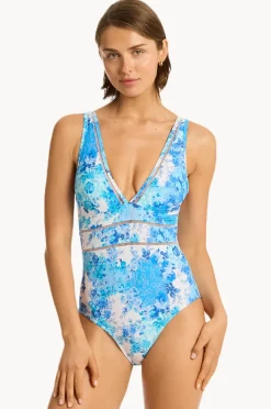 Women Sea Level Daisyfield Spliced One Piece