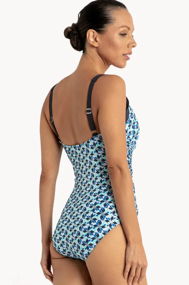 Women Jantzen Deco Ruched Cross Over One Piece