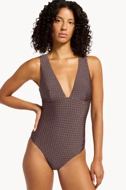 Women Jets Desert Geo Plunge One Piece