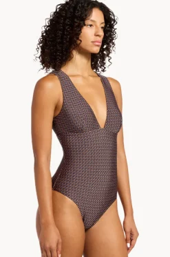 Women Jets Desert Geo Plunge One Piece
