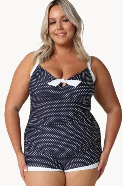 Women Capriosca Dots Tie Front Boyleg One Piece