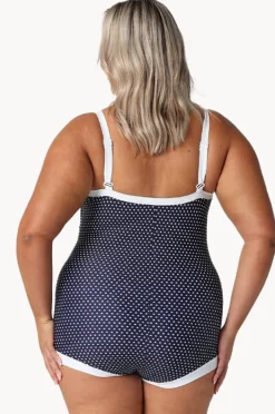 Women Capriosca Dots Tie Front Boyleg One Piece
