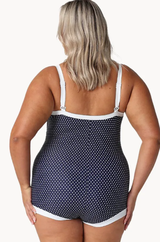 Women Capriosca Dots Tie Front Boyleg One Piece