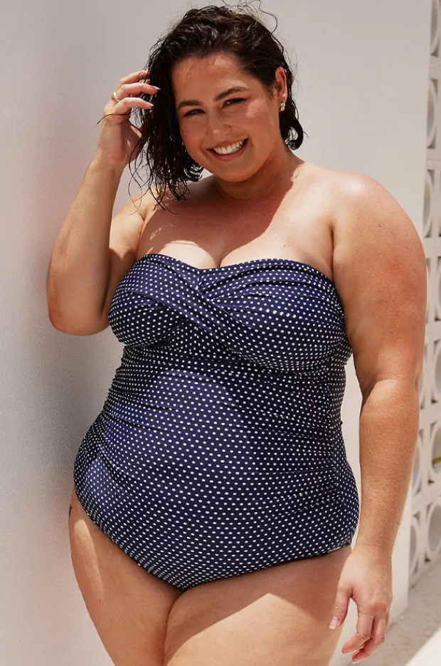 Women Capriosca Dots Twist Front Bandeau One Piece