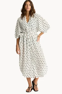 Women Sea Level Dottie Boho Long Shirt Dress