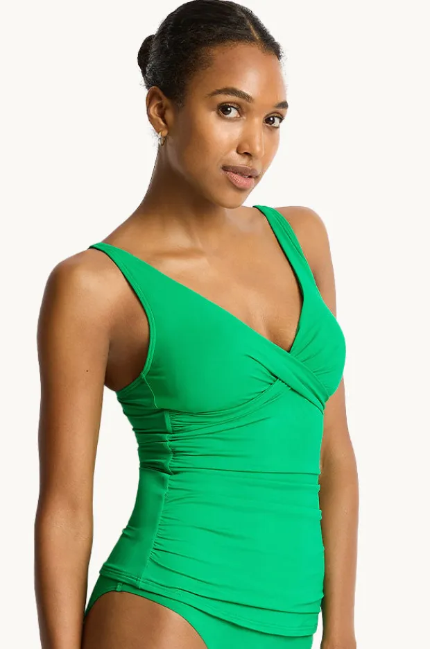 Women Sea Level Eco Essentials Cross Front Tankini Separate