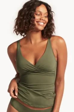 Women Sea Level Eco Essentials Cross Front Tankini Separate