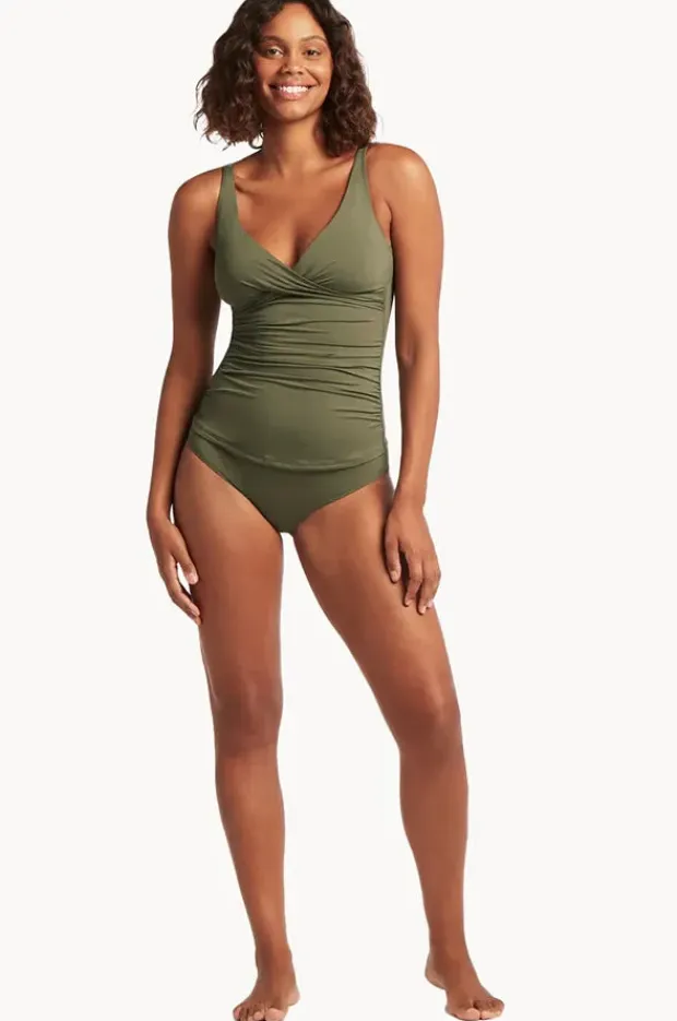Women Sea Level Eco Essentials Cross Front Tankini Separate