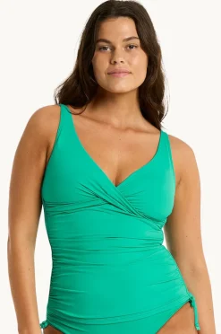 Women Sea Level Eco Essentials Cross Front Tankini Separate
