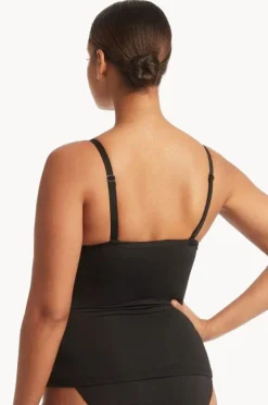 Women Sea Level Eco Essentials DD/E Cup Cross Front Tankini Separate