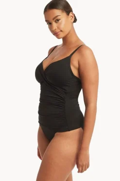 Women Sea Level Eco Essentials DD/E Cup Cross Front Tankini Separate