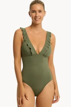 Women Sea Level Eco Essentials Frill One Piece