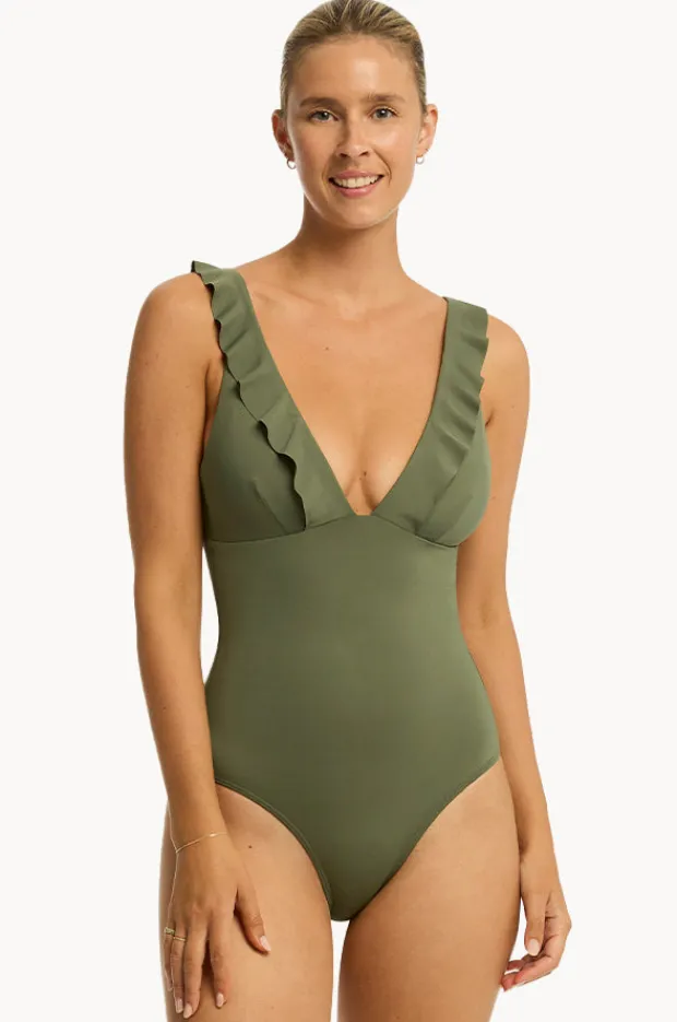 Women Sea Level Eco Essentials Frill One Piece
