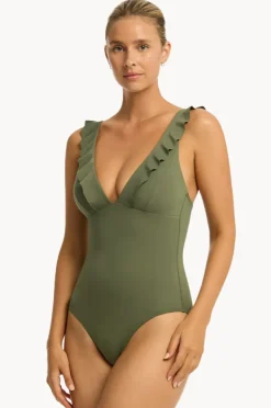 Women Sea Level Eco Essentials Frill One Piece