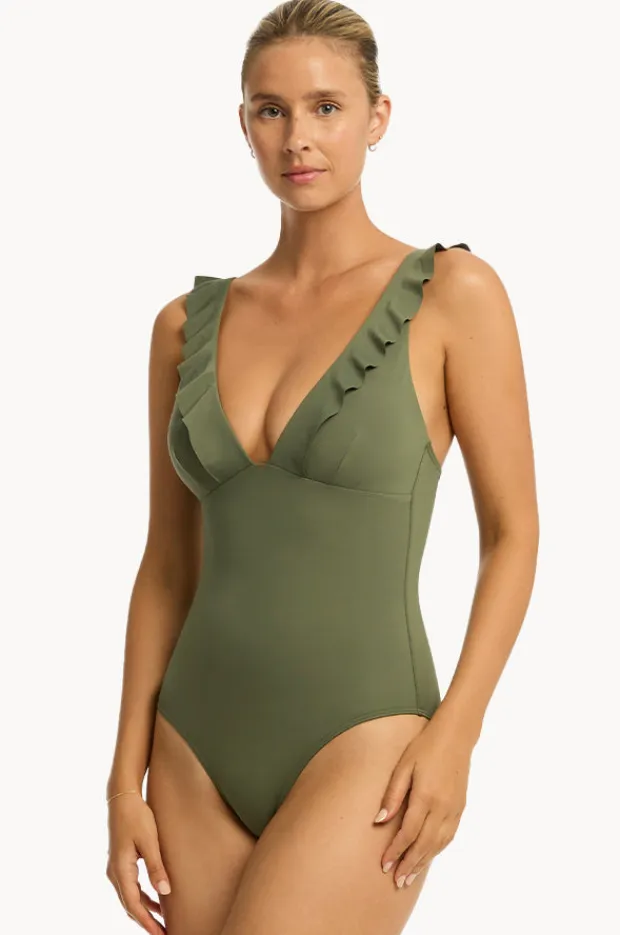 Women Sea Level Eco Essentials Frill One Piece