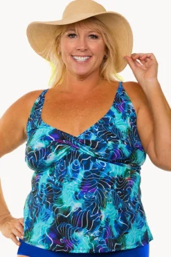 Women T.h.e. Swimwear Electric Ocean D/DD Twist Tankini Separate