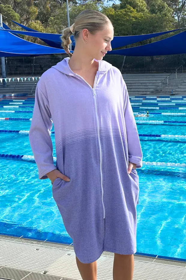 Women Back Beach Co Fade Hooded Towelling Robe L/XL