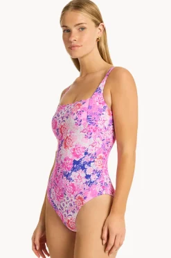 Women Sea Level Fiesta Square Neck Bralette One Piece