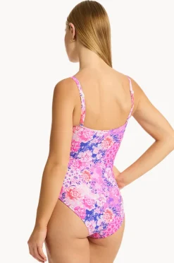 Women Sea Level Fiesta Square Neck Bralette One Piece