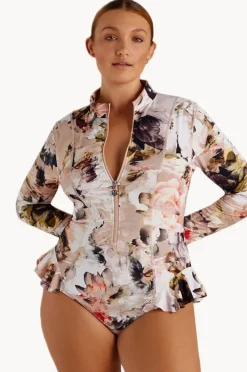 Women Sunsoaked Fiore Frill Long Sleeve Sunsuit