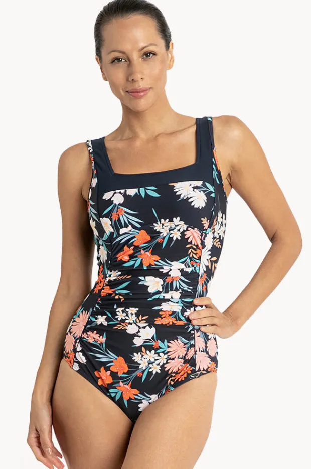 Women Jantzen Floral Square Neck One Piece