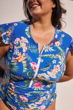 Women Capriosca Florida Frill Sleeve Sunsuit
