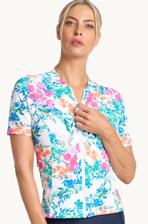 Women Jantzen Fresia Short Sleeve Suntop