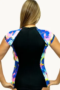 Women Salty Ink Galaxy Short Sleeve Suntop