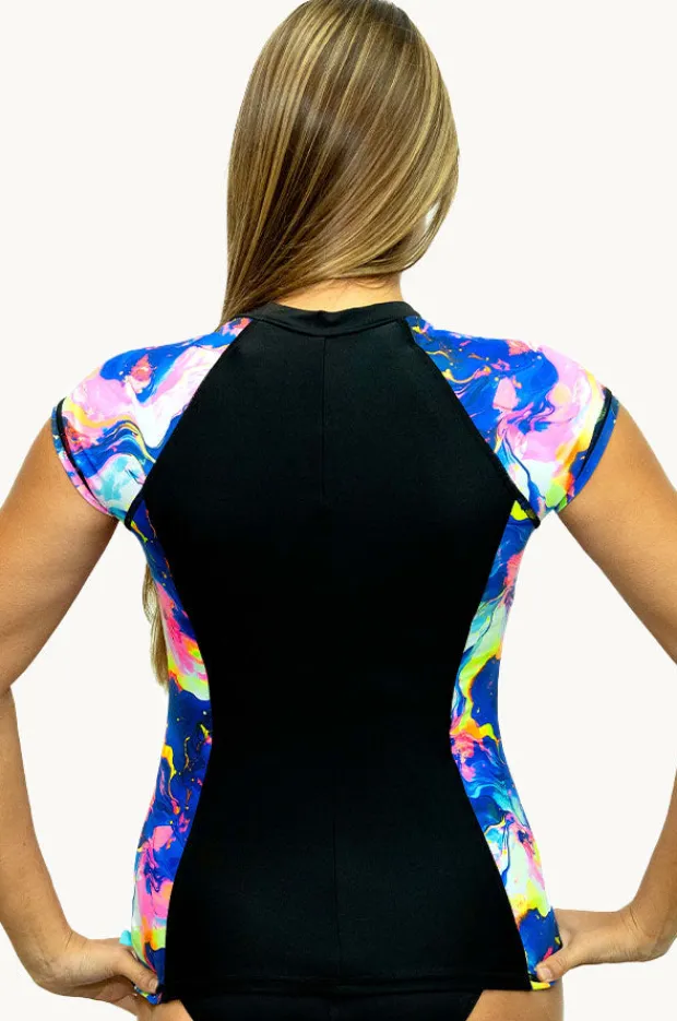 Women Salty Ink Galaxy Short Sleeve Suntop